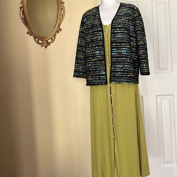 CLARA SUNWOO Abstract Open Front Bolero Textured Jacket Multicolor 3/4 Sleeve - Picture 8 of 9